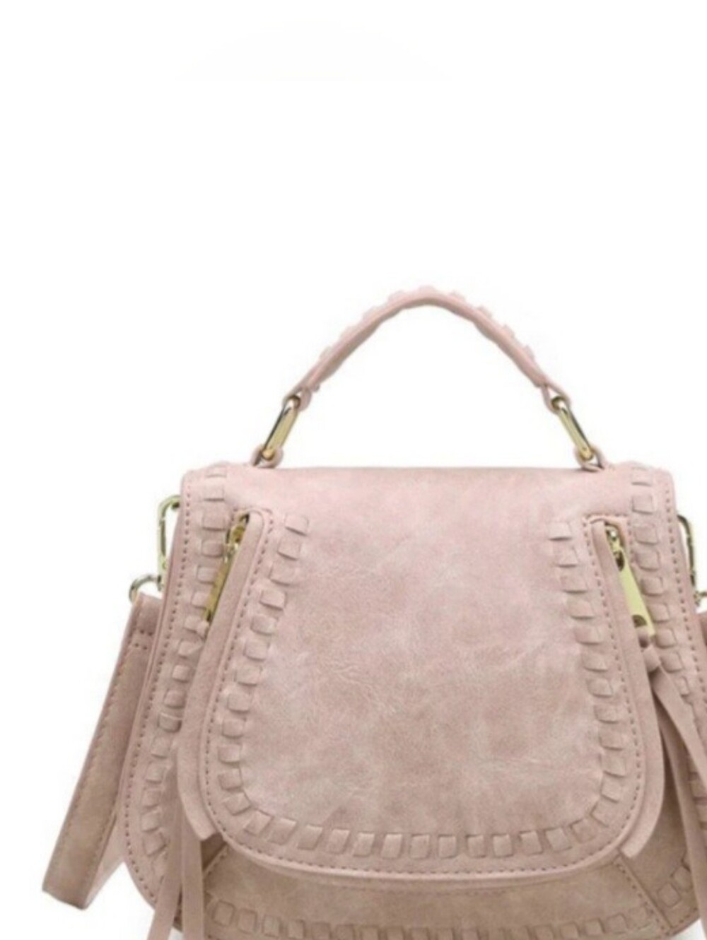 Khloe Crossbody Vegan Leather Blush Bag Large